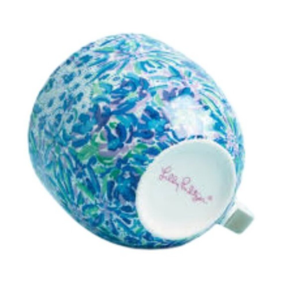 Lilly Pulitzer Ceramic Mugs | Set of 2 | 12 oz | Blue-Green Floral Print with Go - Picture 5 of 9